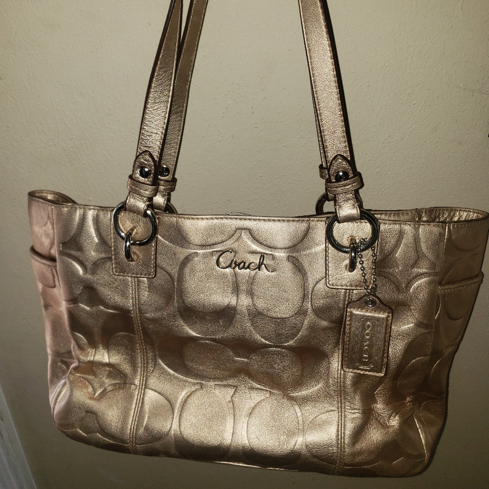 Metallic Gold Coach Tote Bag